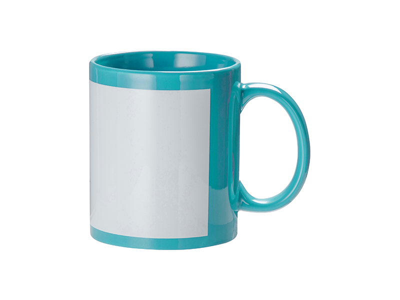 11oz full color with white patch sublimation mug sky blue