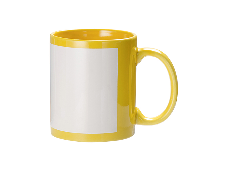 11oz full color with white patch sublimation mug yellow