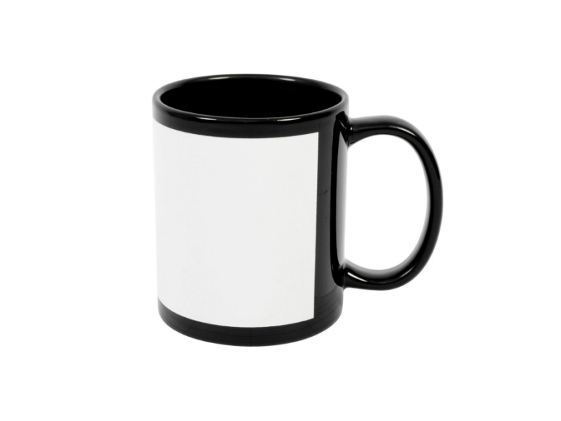 11oz full color with white patch sublimation mug black