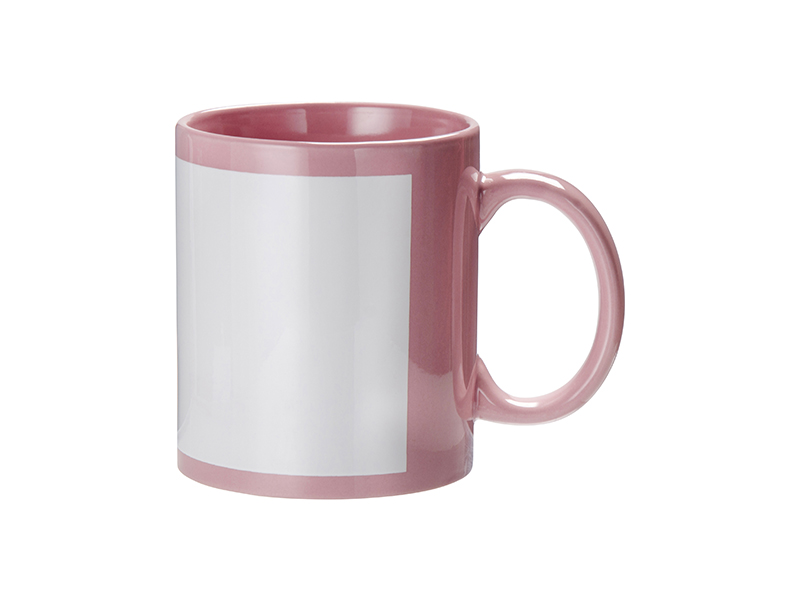 11oz full color with white patch sublimation mug pink