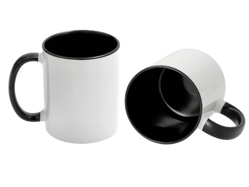 sublimation 11oz inner handle color mug-black