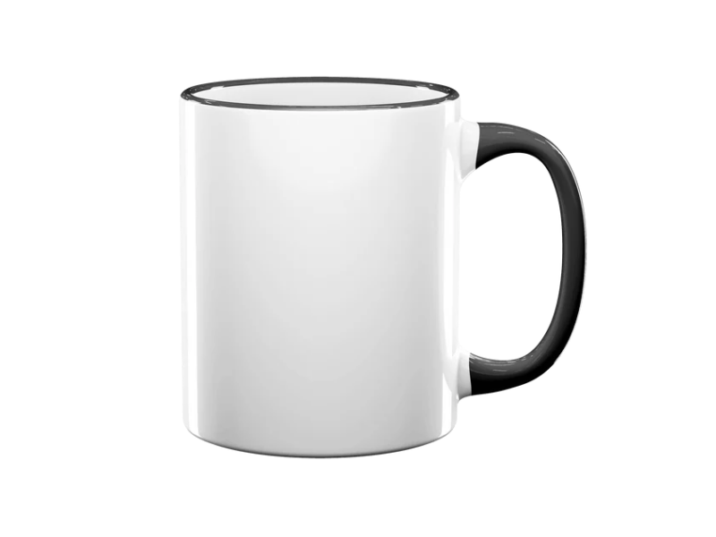 11oz black rim handle sublimation mug