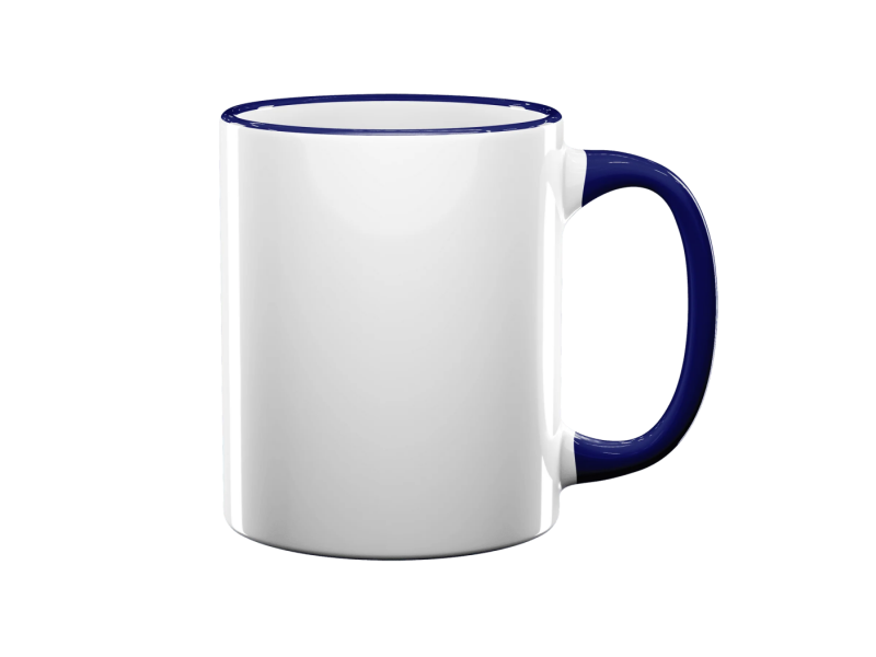 11oz dark blue rim handle sublimation mug