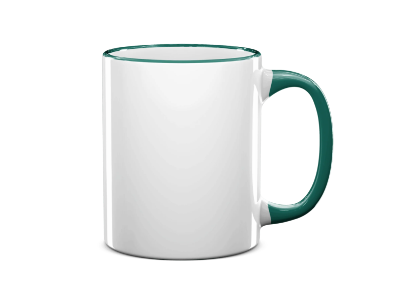 11oz dark green rim handle sublimation mug