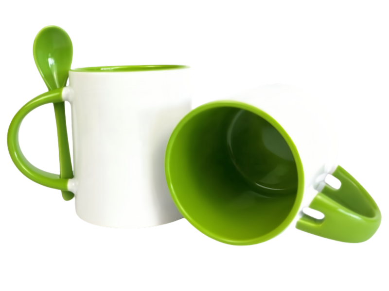 Color 11oz sublimation spoon mug-green