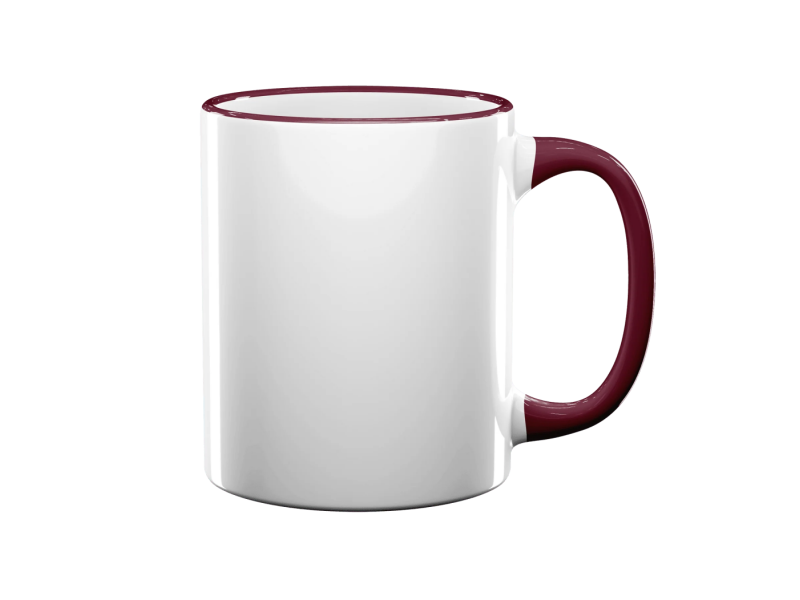 11oz maroon rim handle sublimation mug