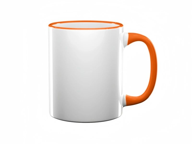 11oz orange rim handle sublimation mug