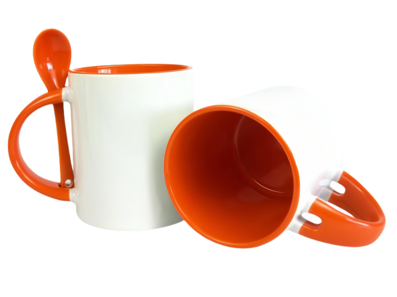 Color 11oz sublimation spoon mug-orange