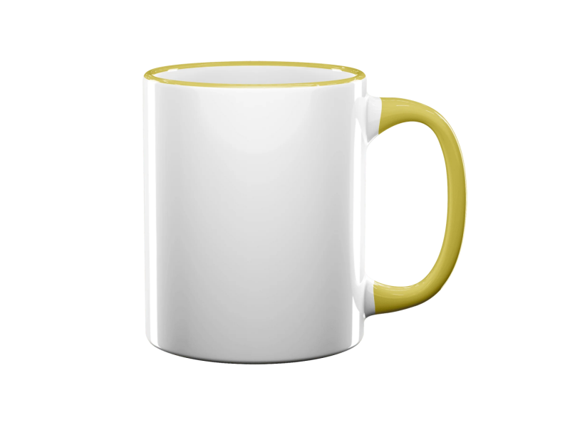 11oz yellow rim handle sublimation mug