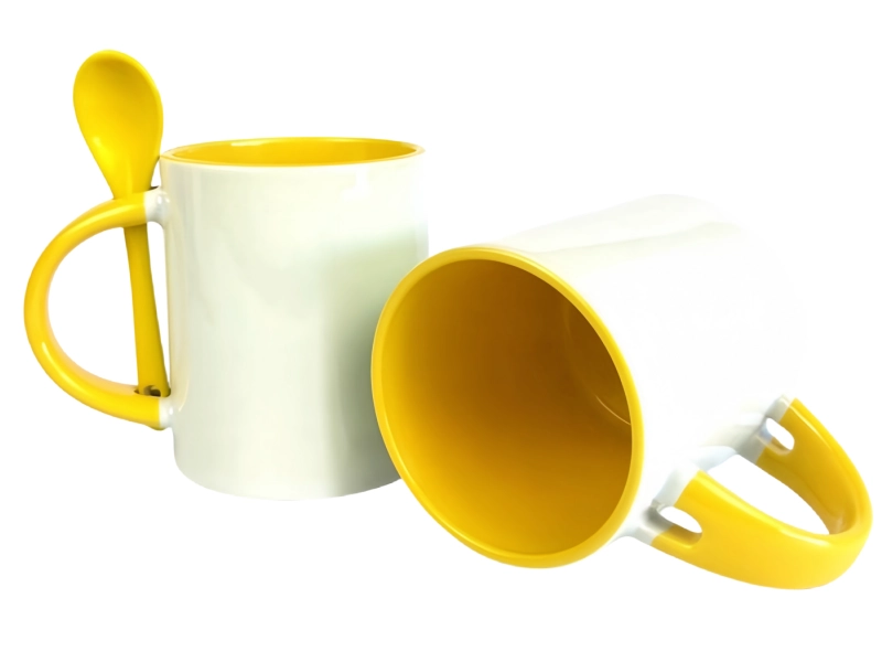 Color 11oz sublimation spoon mug-yellow