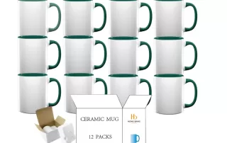 12 packs of dark green inner handle 11oz sublimation mug foam