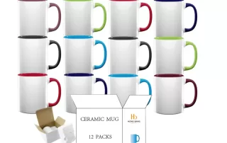 12 packs of mixed color inner handle 11oz sublimation mug foam box