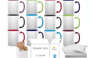 12 packs of mixed color handle 11oz sublimation mug white box