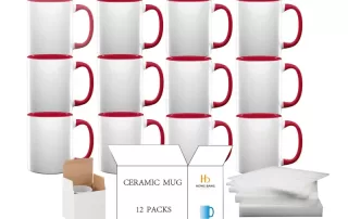 12 packs of red inner handle 11oz sublimation mug white box