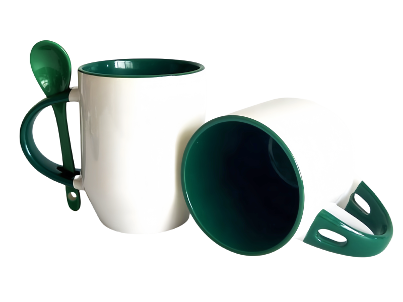 Color 12oz sublimation spoon mug-green