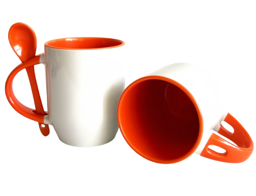 Color 12oz sublimation spoon mug-orange