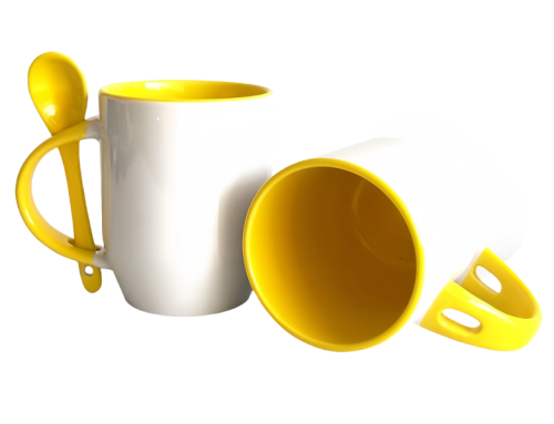 Color 12oz sublimation spoon mug-yellow