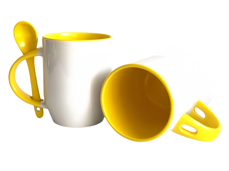 Color 12oz sublimation spoon mug-yellow