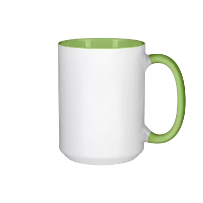 15oz inside and handle light green color sublimation ceramic mugs cups