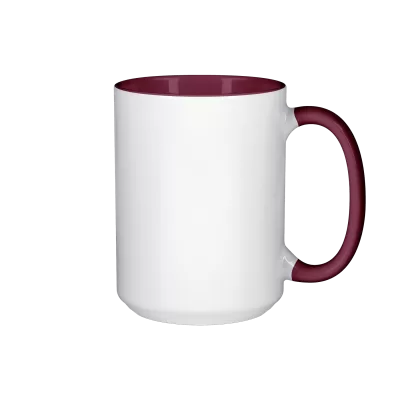 15oz inside and handle maroon dark red color sublimation mugs