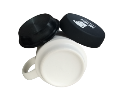 14oz sublimation ceramic mug silicon base with plastic lid