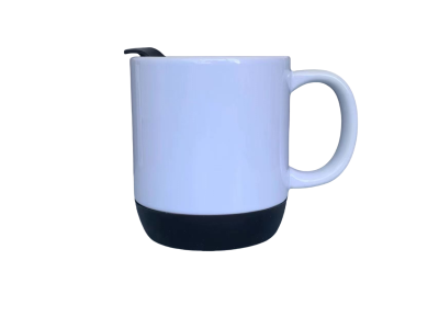 14oz sublimation ceramic mug silicon base with plastic lid